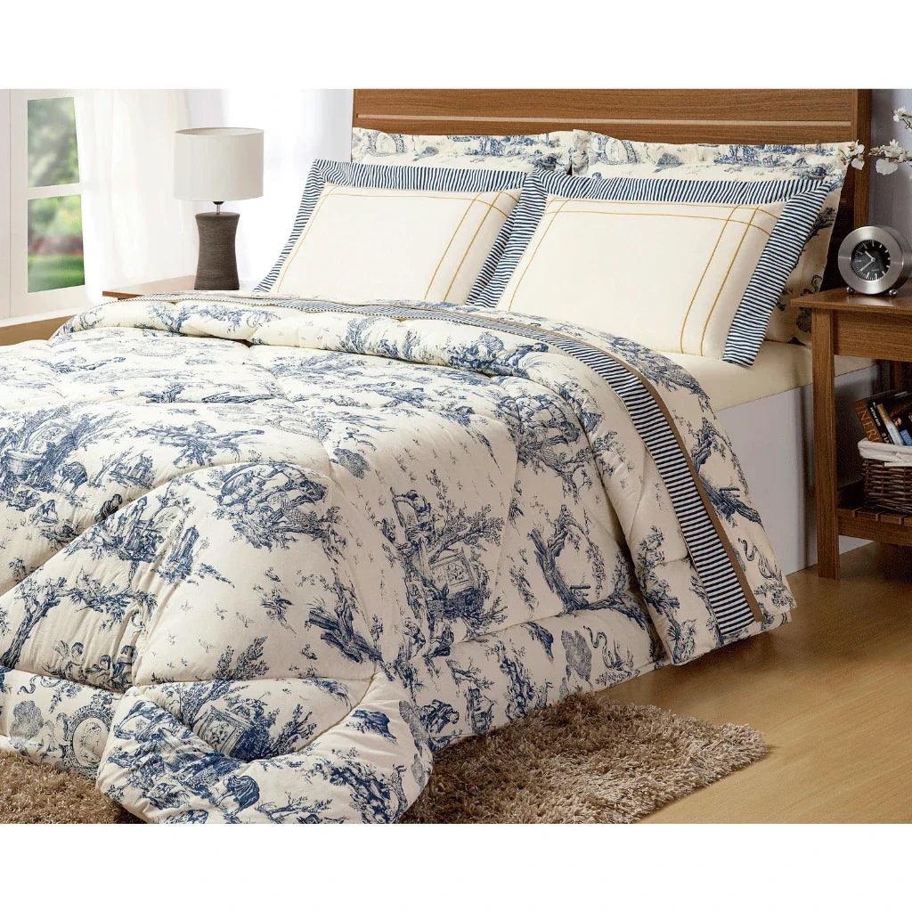 Edredom Rainha - Kit 7 Peças - Conjunto Tipo Porcelana - Algodão 1000 fios