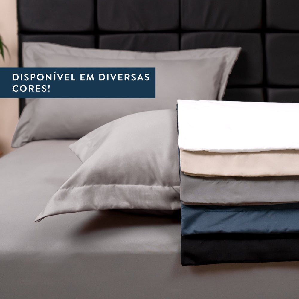 Kit 02 Fronhas para Travesseiro King 90x50 com 3 Abas Percal 200 Fios