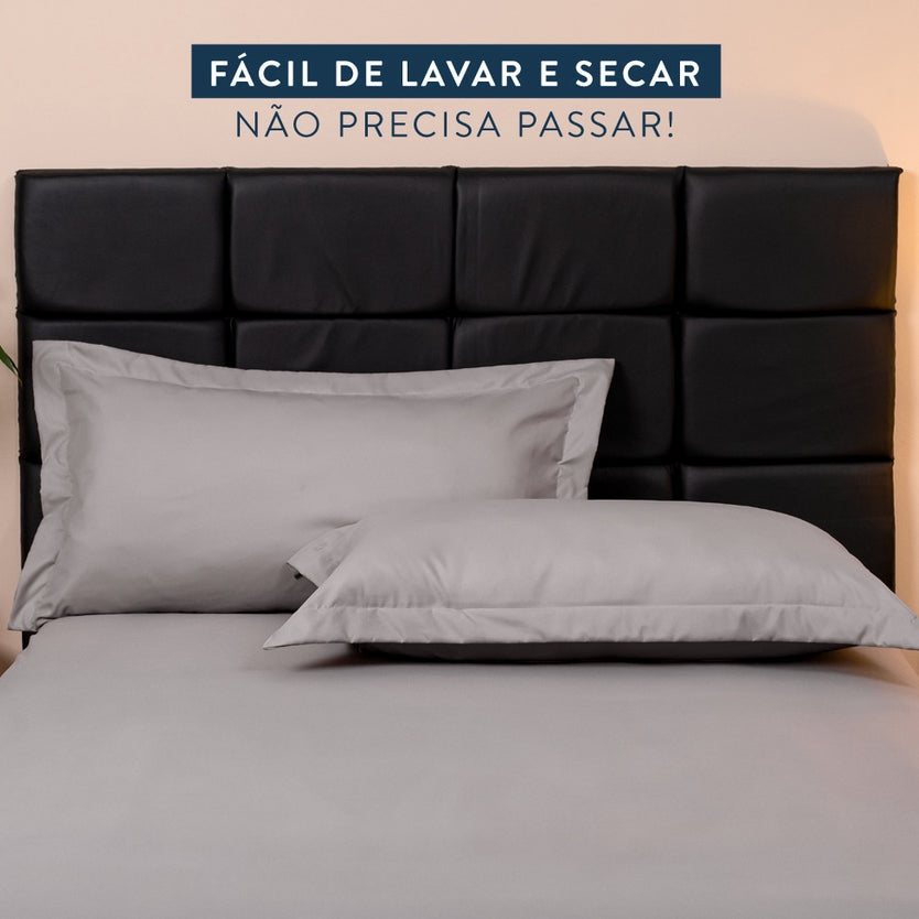 Kit 02 Fronhas para Travesseiro King 90x50 com 3 Abas Percal 200 Fios