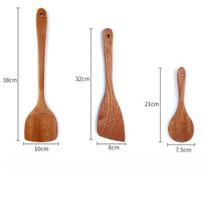 Conjunto Lavin - Utensílios de Madeira Natural para Cozinha