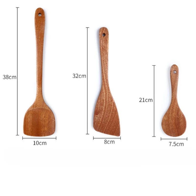 Conjunto Lavin - Utensílios de Madeira Natural para Cozinha