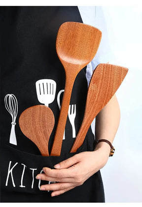 Conjunto Lavin - Utensílios de Madeira Natural para Cozinha