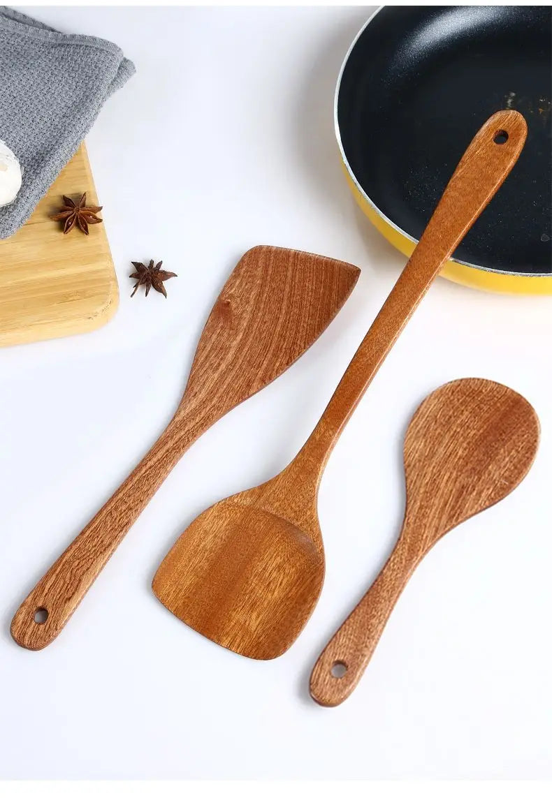 Conjunto Lavin - Utensílios de Madeira Natural para Cozinha