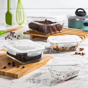 Kit Potes de Vidro Hermético Retangular 5 ou 10 Unidades - Lavin